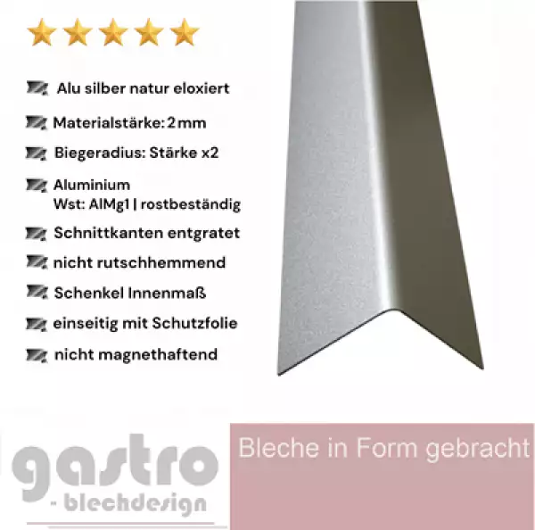 Alu Kantenschutz, silber natur eloxiert, 2,0mm
